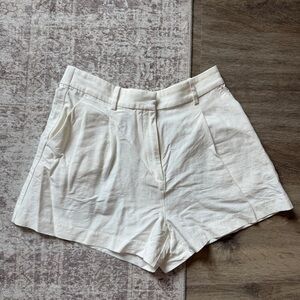 H&M Women's High Waist Linen White Shorts